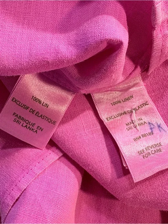 Lilly Pulitzer Leanne Off Shoulder Linen Top Aura Pink Smocked Blouse Large🧡 - Picture 7 of 9